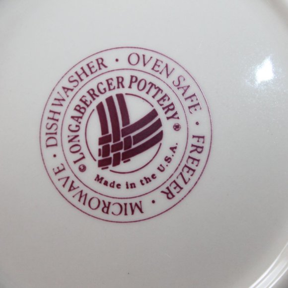 Longaberger Bread Plates Set of 2 Ivory with Red Accents Woven Traditions USA - Picture 5 of 5